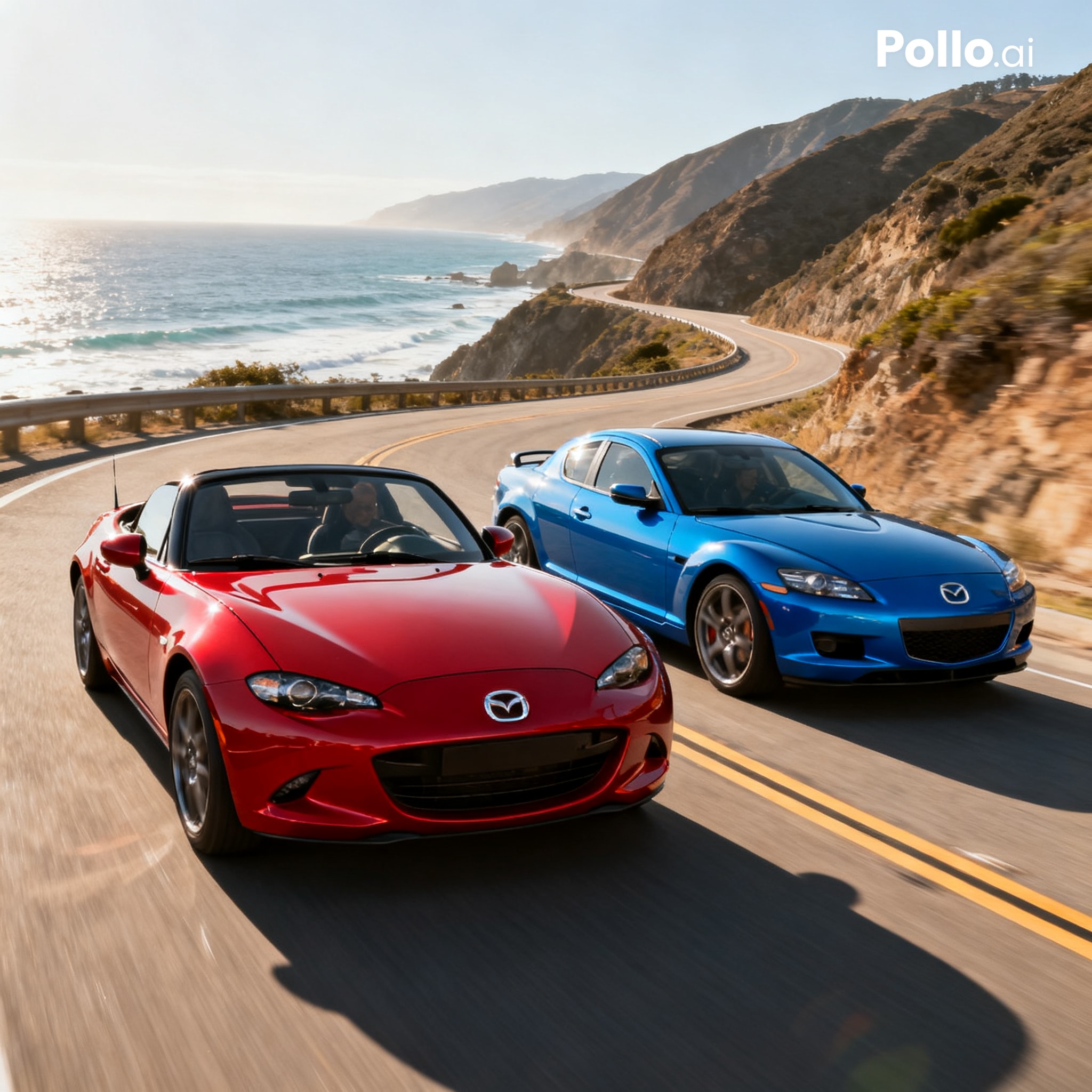 Prompt A professional and realistic automotive photograph of a red Mazda ND Roa